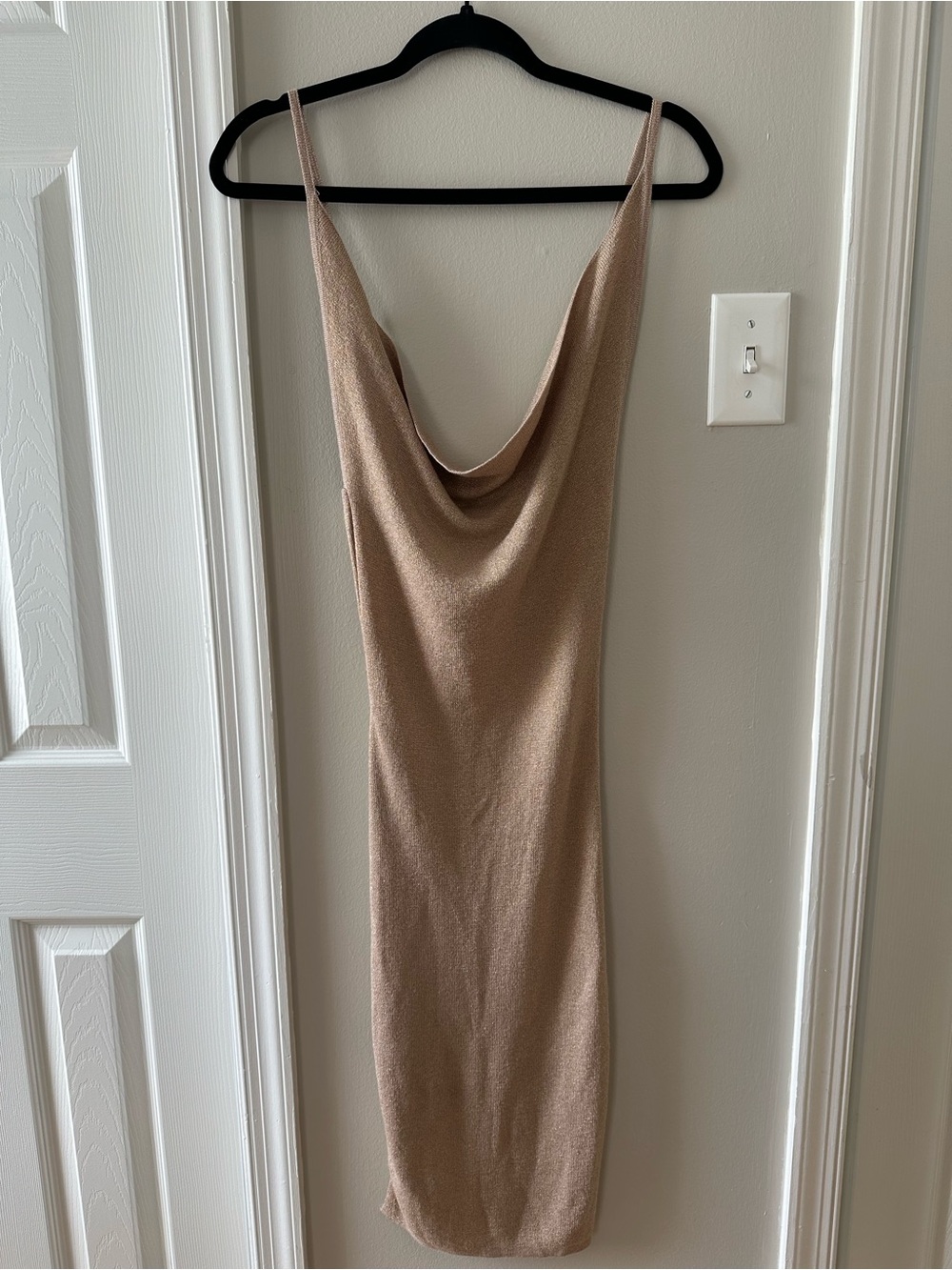 superdown Taupe Knit Cowl Neck Slip Dress